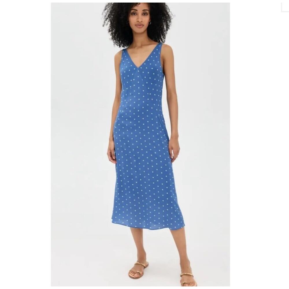 ALEX MILL Flora Dot Dress size Small Blue and White Polka Dot Midi Tank